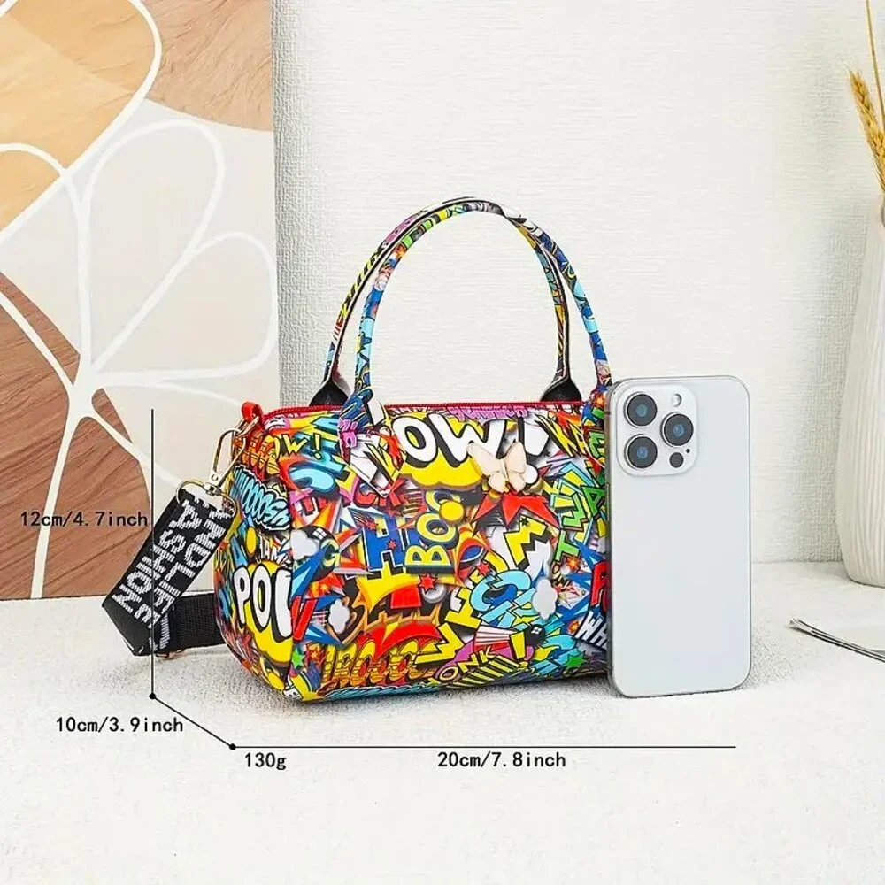 🔥Pop Art Comic Print Mini Crossbody Bag Streetwear Purse Handbag - Picture 4 of 6